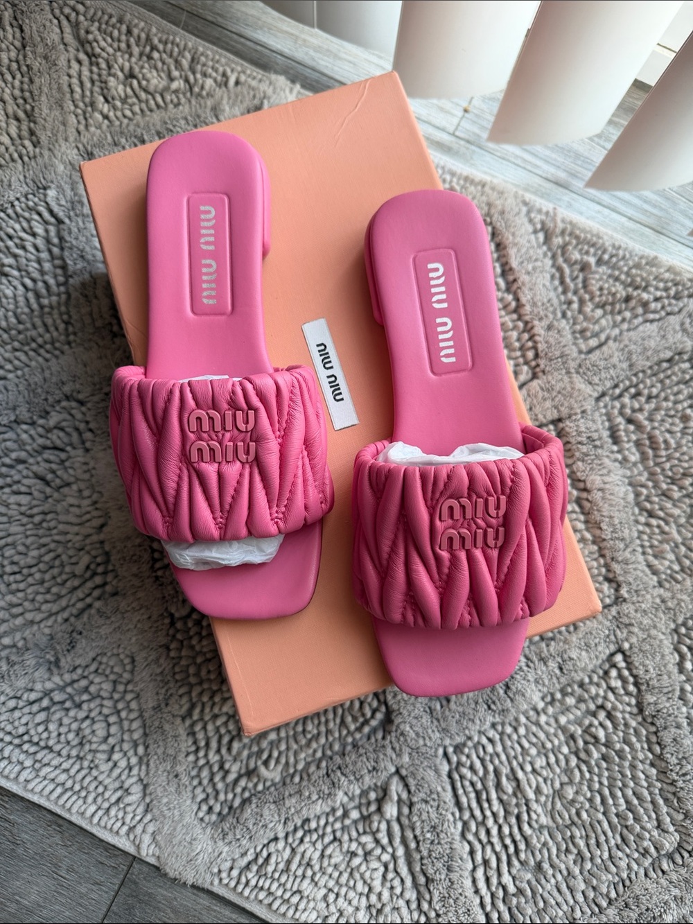 Miu Miu Quilted Pink Slide Sandals **READ DESCRIPTION **